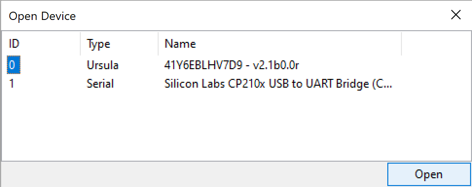 Select Device and select Open